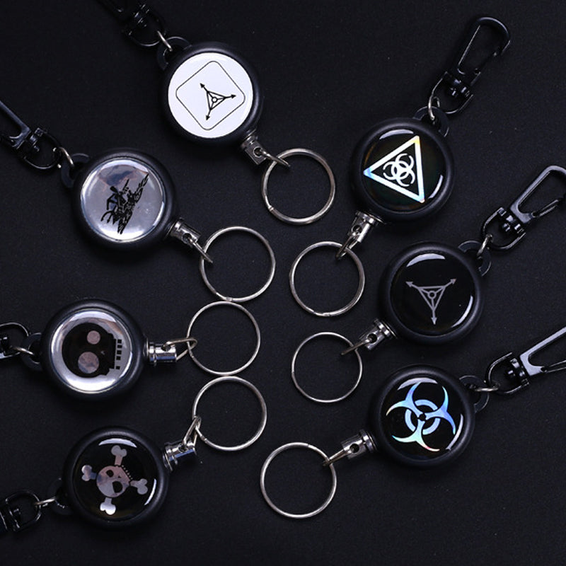 Unisex retractable wire cord keychains (3-pack), an essential utility accessory for organized key holding.