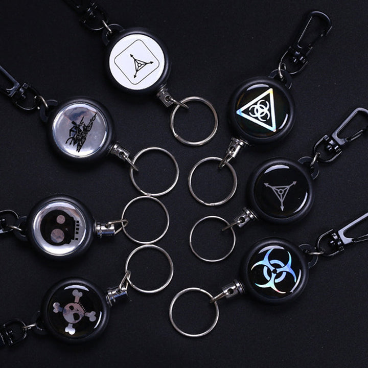 Unisex retractable wire cord keychains (3-pack), an essential utility accessory for organized key holding.