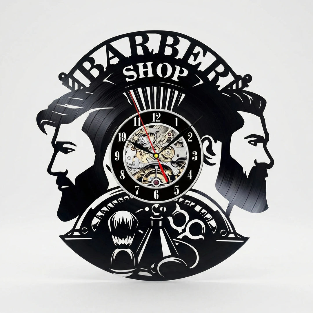 Decorative analog clock for barber shops, retro style, perfect salon art.