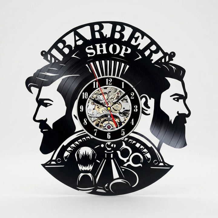 Decorative analog clock for barber shops, retro style, perfect salon art.