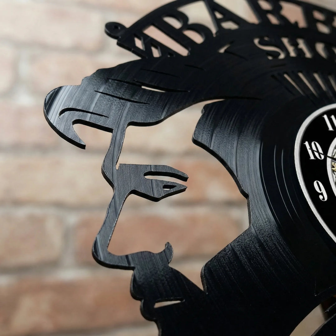 Vintage-inspired retro wall clock, ideal decorative piece for barber shop or salon.