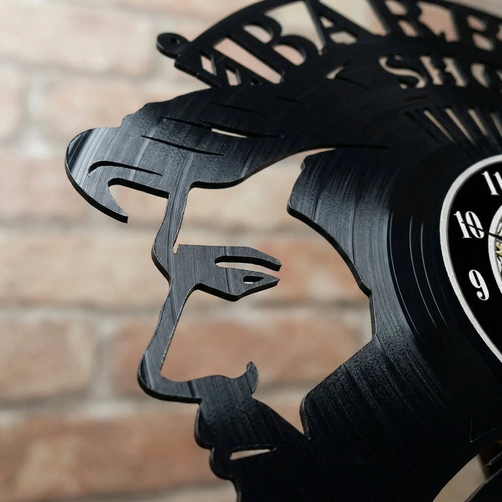 Vintage-inspired retro wall clock, ideal decorative piece for barber shop or salon.