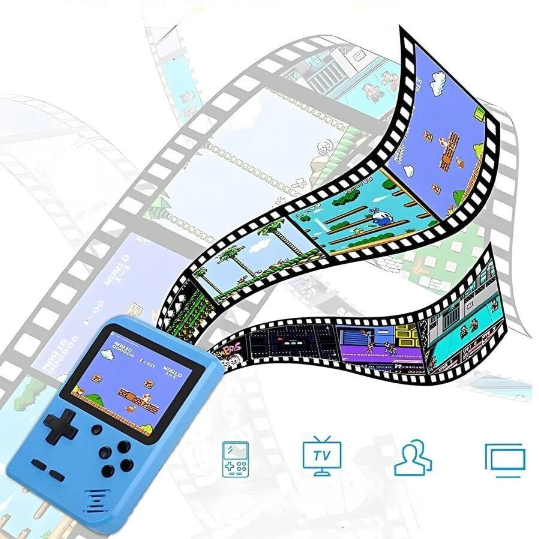 Portable retro gaming console with 400 classic video games, a great gift for gamers of all ages.