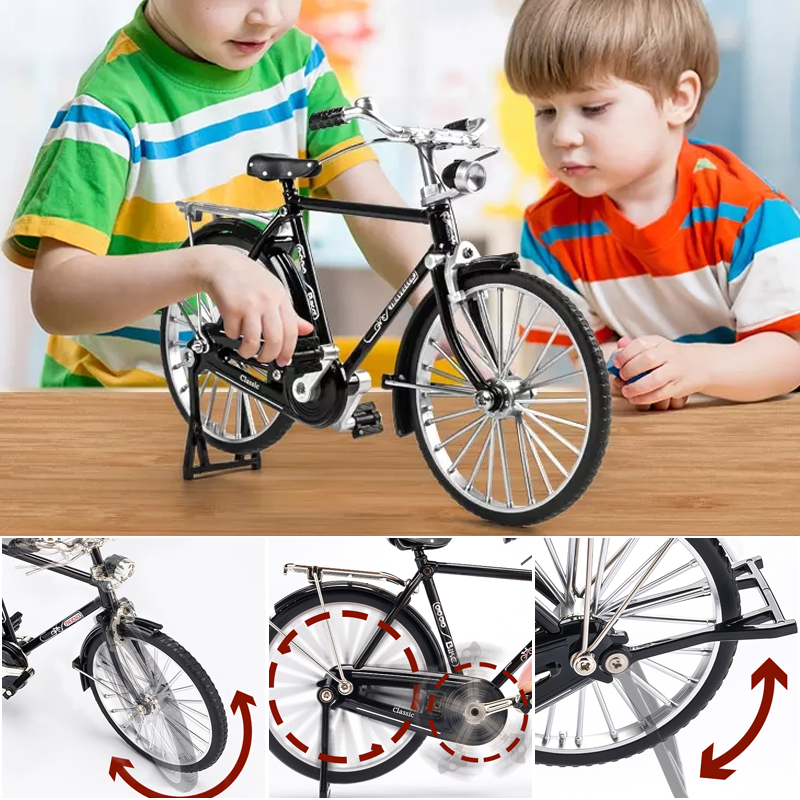 Alloy retro bicycle ornament, miniature vintage model perfect for gift-giving
