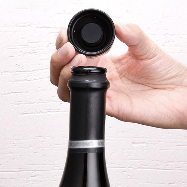 Close-up of a universal bottle stopper, perfect for keeping wine and champagne bubbly & fresh