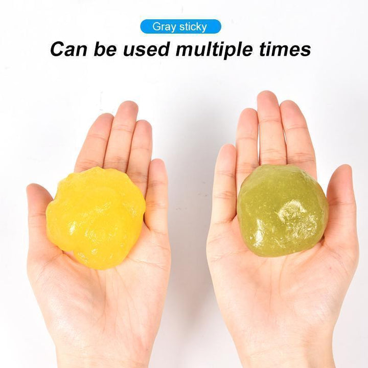 Cleaning gel, blue, shown removing dust from a keyboard, ideal for gadgets and home
