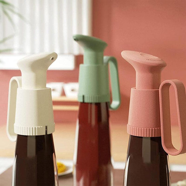 Reusable kitchen dispenser pump for sauces & syrups, black top, clear bottle