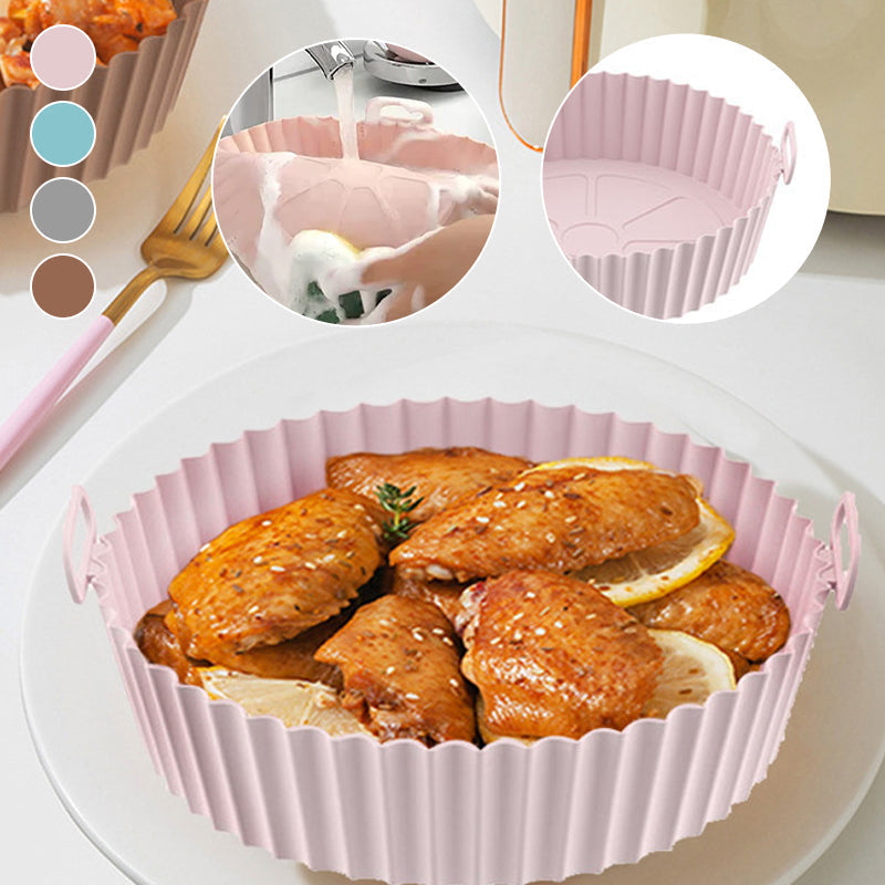 Reusable silicone air fryer tray, non-stick, oven safe baking mat for easy cooking and cleanup
