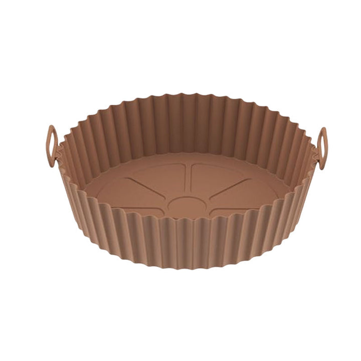 Reusable flexible silicone baking tray designed for air fryers, making cooking and cleanup simple
