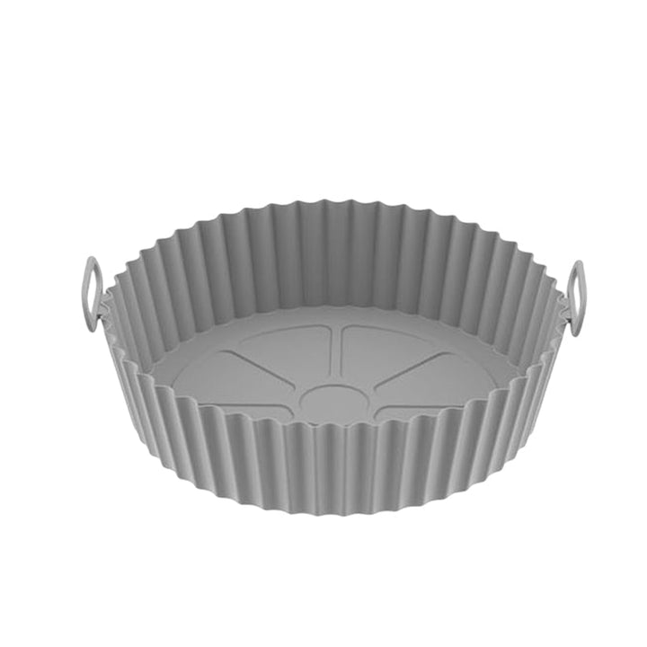 Grey reusable silicone air fryer tray, perfect non-stick baking mat for everyday kitchen use