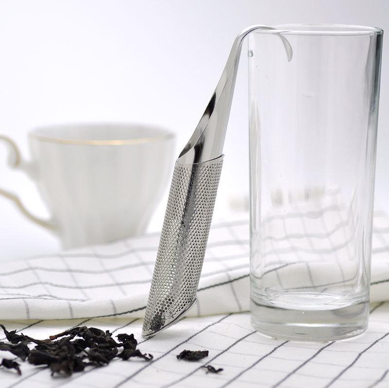 Close-up of a durable stainless steel tea infuser strainer, perfect for loose leaf tea brewing