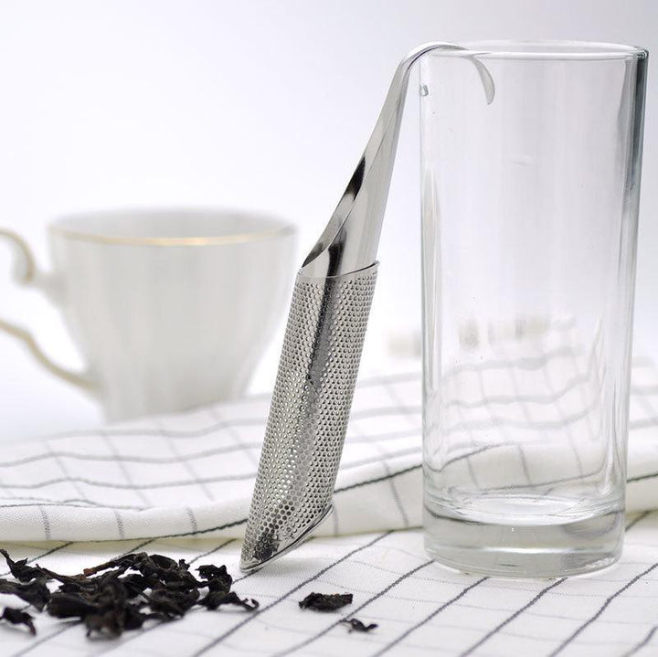 Close-up of a durable stainless steel tea infuser strainer, perfect for loose leaf tea brewing