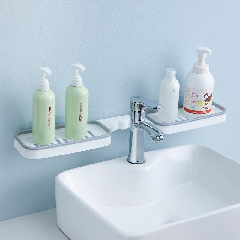 Space-saving rotating corner shelf, ideal for bathroom and kitchen storage