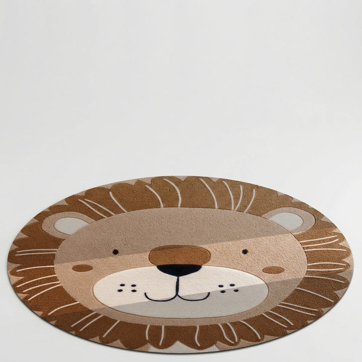 Flowique statement round animal rug for kids' rooms. Soft, non-slip play rug, perfect for nursery or bedroom decor.