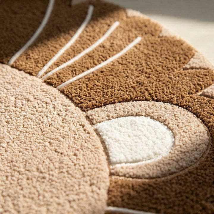 Cute animal-themed round play rug for children's bedrooms & nurseries. Soft, easy-clean, non-slip decorative kids' rug.