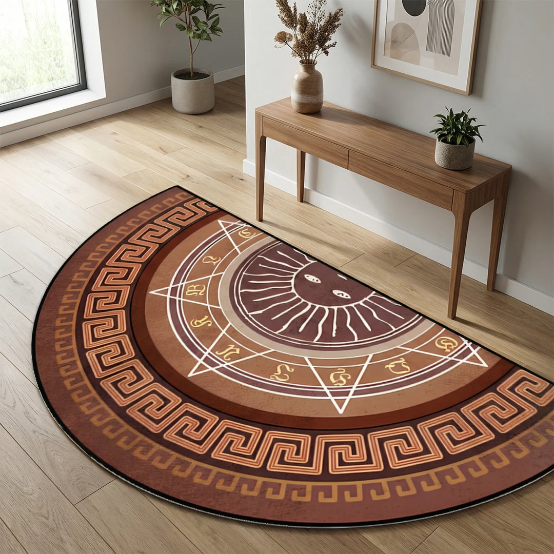 Indoor outdoor round mandala rug, a durable & stylish floor covering.