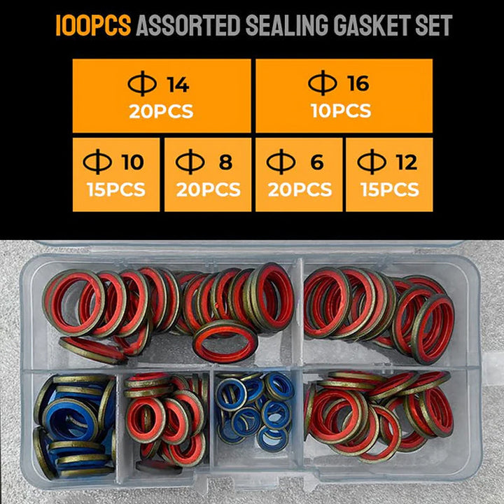 Robust rubber washer and gasket set, ensuring effective sealing in automotive and plumbing repairs.