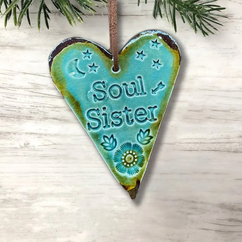 Distressed 'Soul Sister' ornament, rustic charm, meaningful unique gift