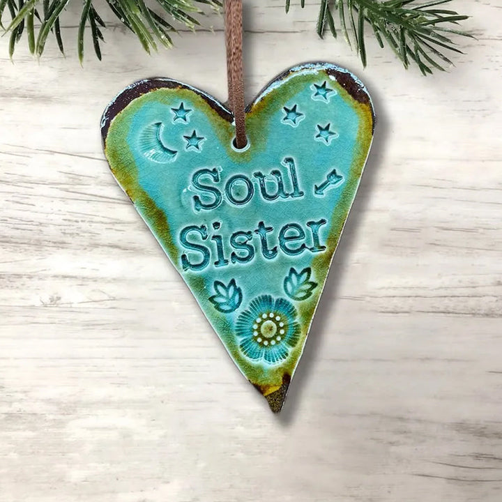 Distressed 'Soul Sister' ornament, rustic charm, meaningful unique gift