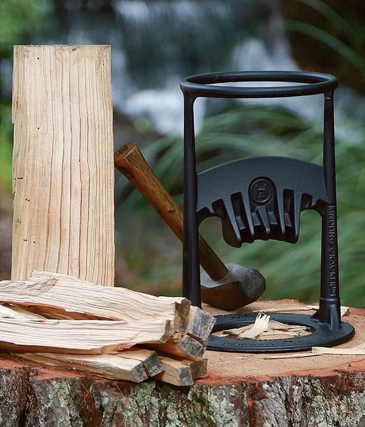Safe manual wood splitter for effortless firewood prep, perfect for fireplaces & camping.