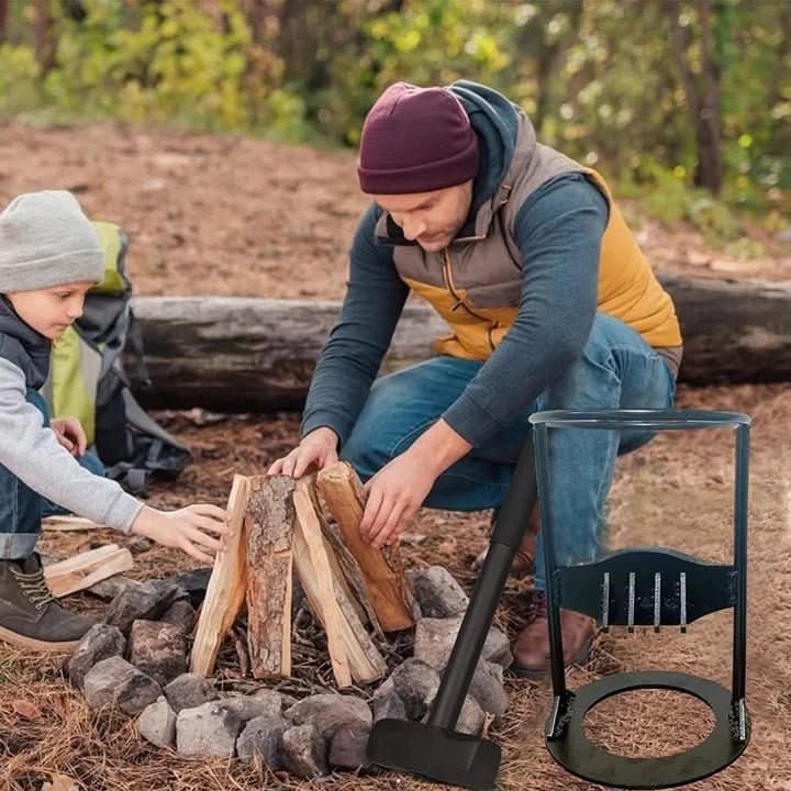 Durable, portable log splitter for safe outdoor use; an essential firewood tool for garden & camping.