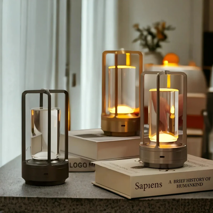 Rechargeable dimmable LED table lamp. Wireless, portable & modern Scandinavian style for home lighting.