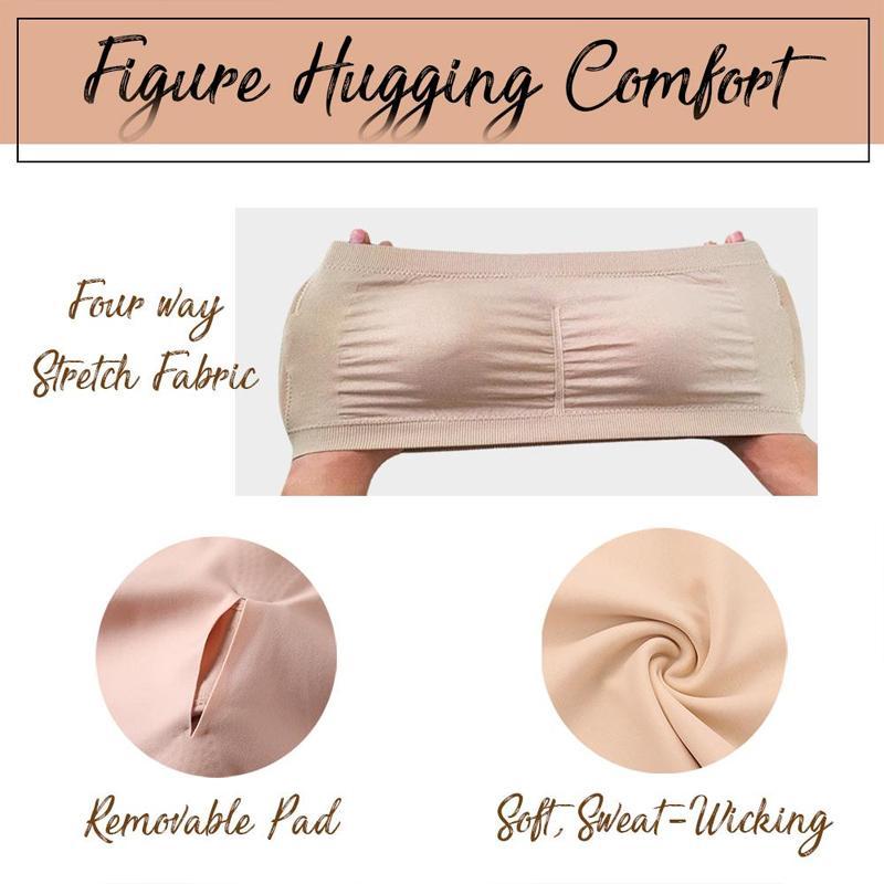 Back view of women's comfortable bandeau bra, demonstrating the wide, supportive band for a secure fit.
