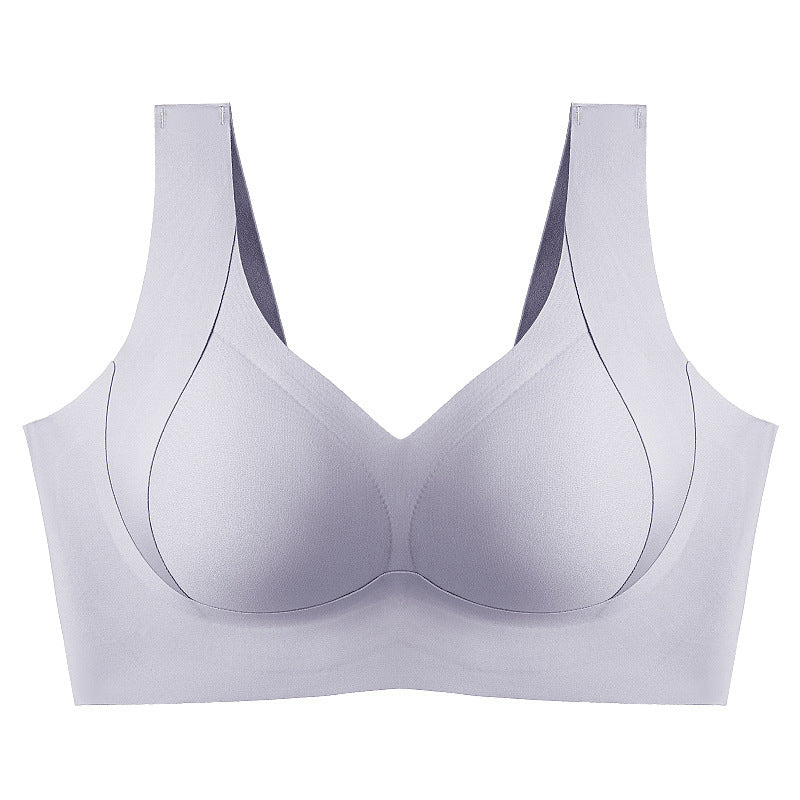Nylon seamless full coverage bra for women, wire-free with lifting effect and essential side support.