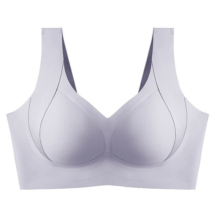 Nylon seamless full coverage bra for women, wire-free with lifting effect and essential side support.