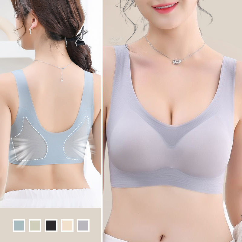 Seamless wireless breathable comfort bra for women in nude, perfect for everyday wear and support