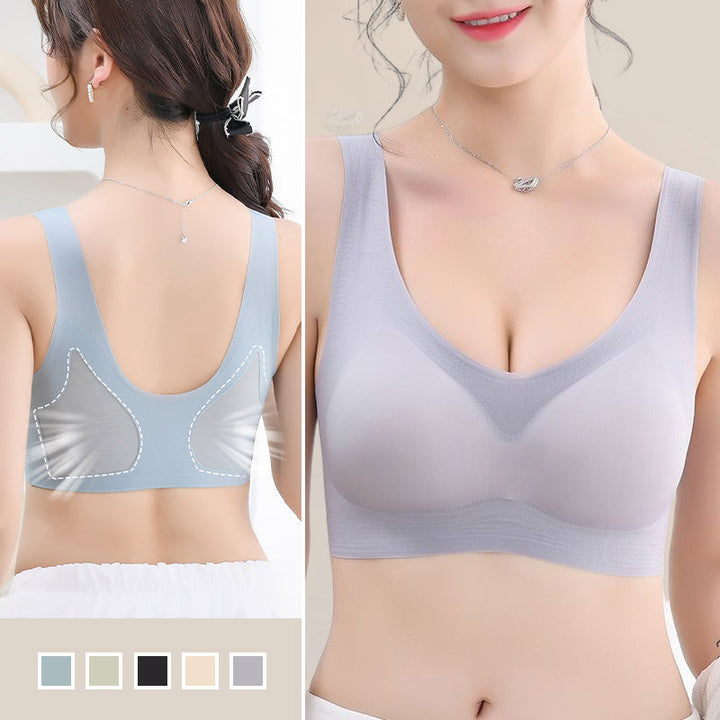 Seamless wireless breathable comfort bra for women in nude, perfect for everyday wear and support