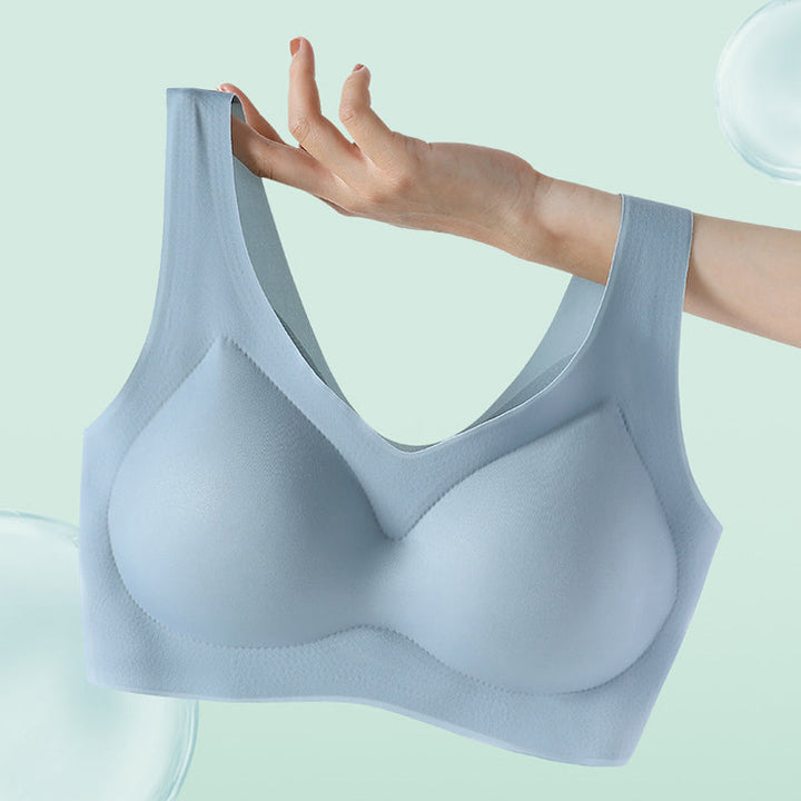 Side view of a black women's seamless wireless bra, designed for comfort and smooth silhouette under clothes