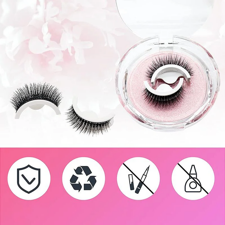 Women's self-adhesive reusable false eyelashes. Quick apply eye makeup accessory for effortless beauty & glamour.