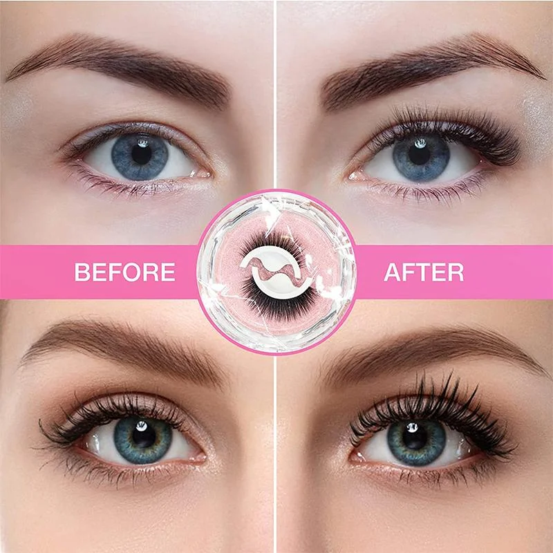 Achieve instant glamour with self-adhesive reusable eyelashes. Quick apply false lashes for women's beauty makeup.