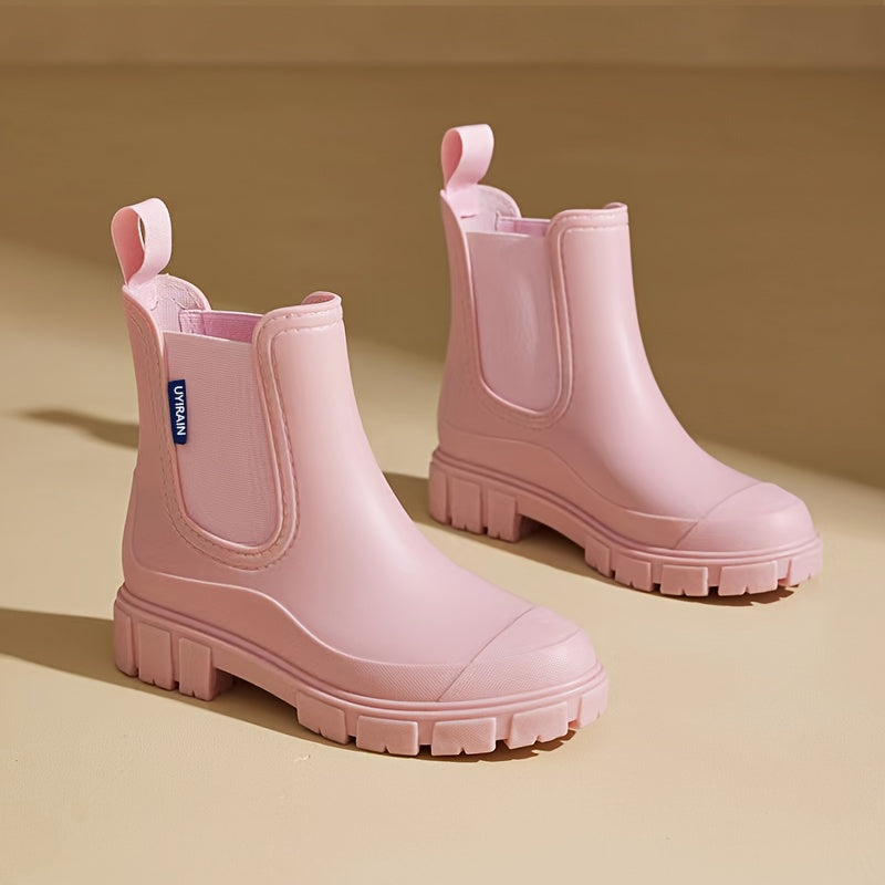 Selora women's waterproof mid-height rain boots with anti-slip sole for durable, comfortable outdoor wear.