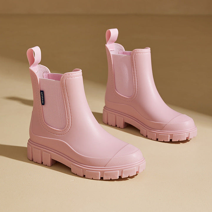 Selora waterproof mid-height rain boots for women, featuring anti-slip sole for safe outdoor adventures.