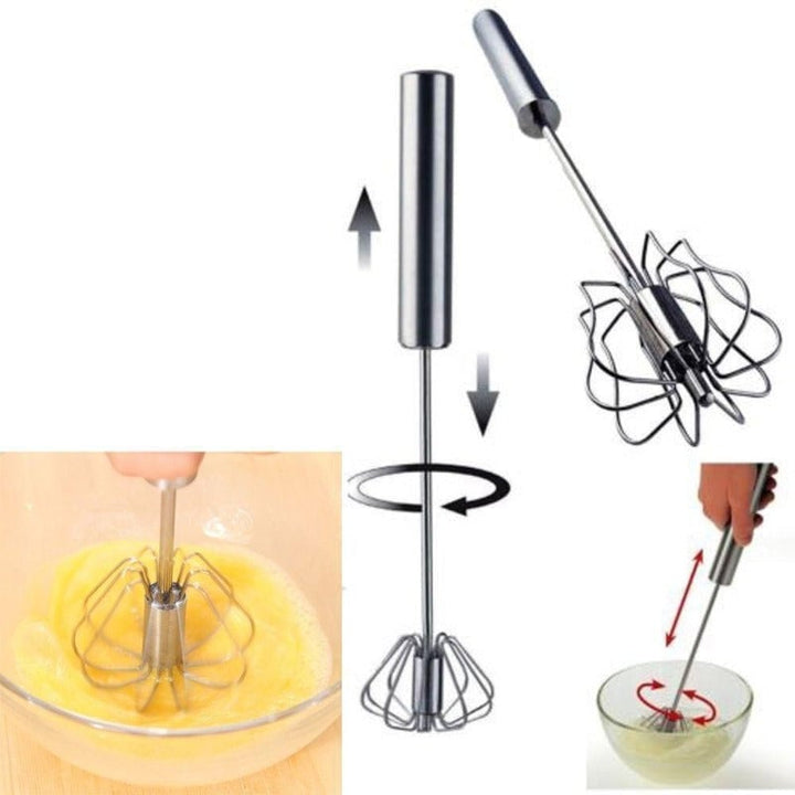 Compact stainless steel whisk, ideal for baking and cooking tasks