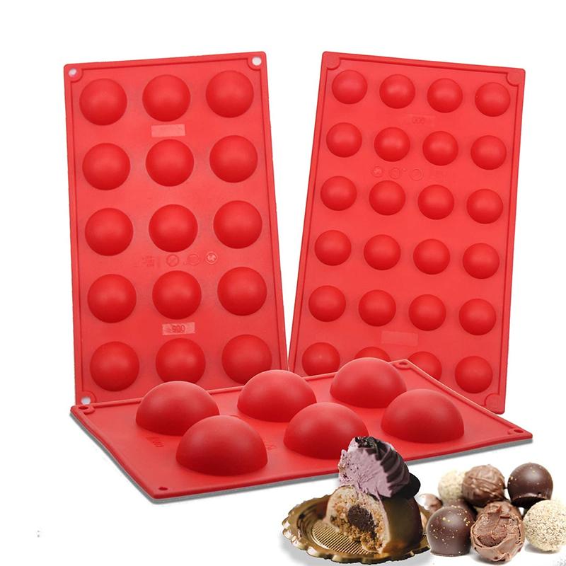 Semi sphere silicone baking mold for chocolate, jelly, and DIY desserts. Non-stick & BPA-free kitchenware.