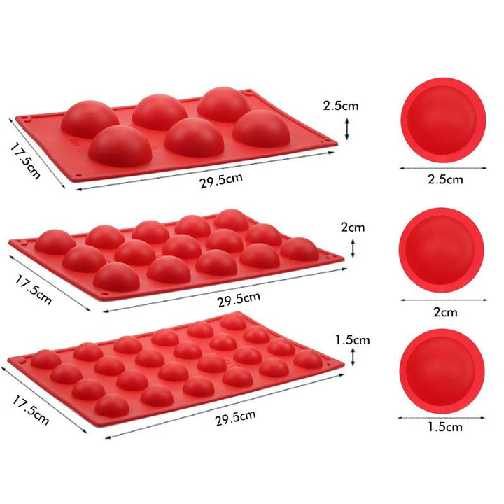 BPA-free semi sphere silicone mold, ideal for baking cakes, chocolates, and creating unique desserts.
