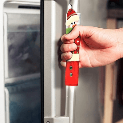 Set of 3 Christmas snowman kitchen appliance handle covers: microwave, refrigerator, oven handles