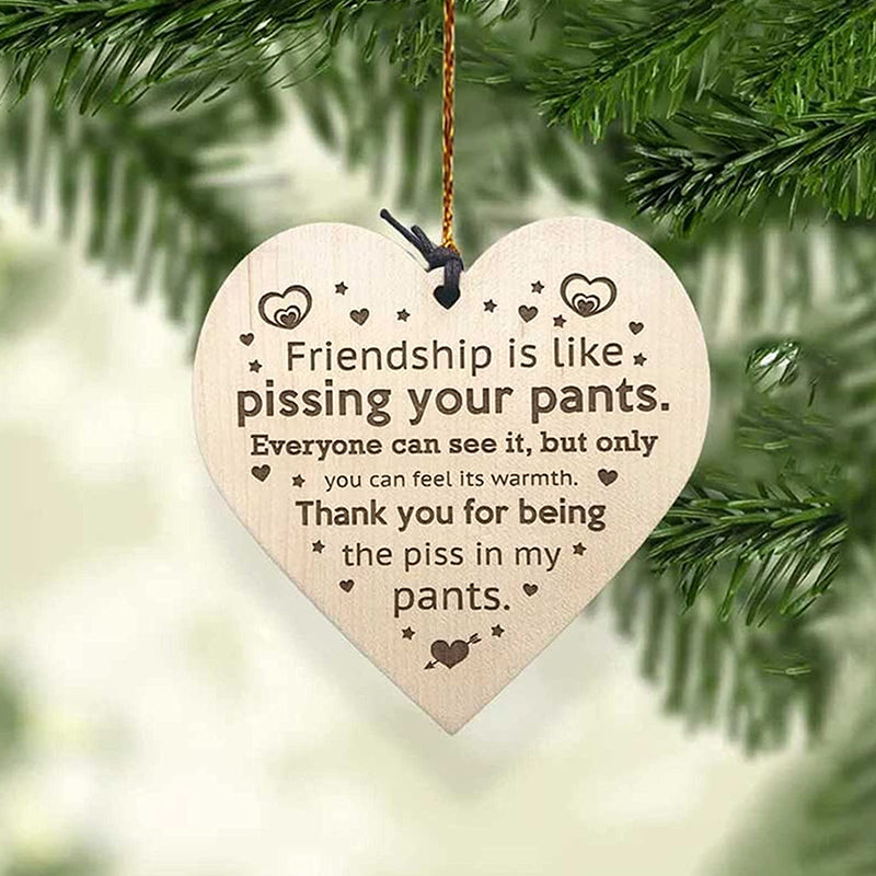 Elegant wooden friendship Christmas decor for trees, a meaningful holiday gift.