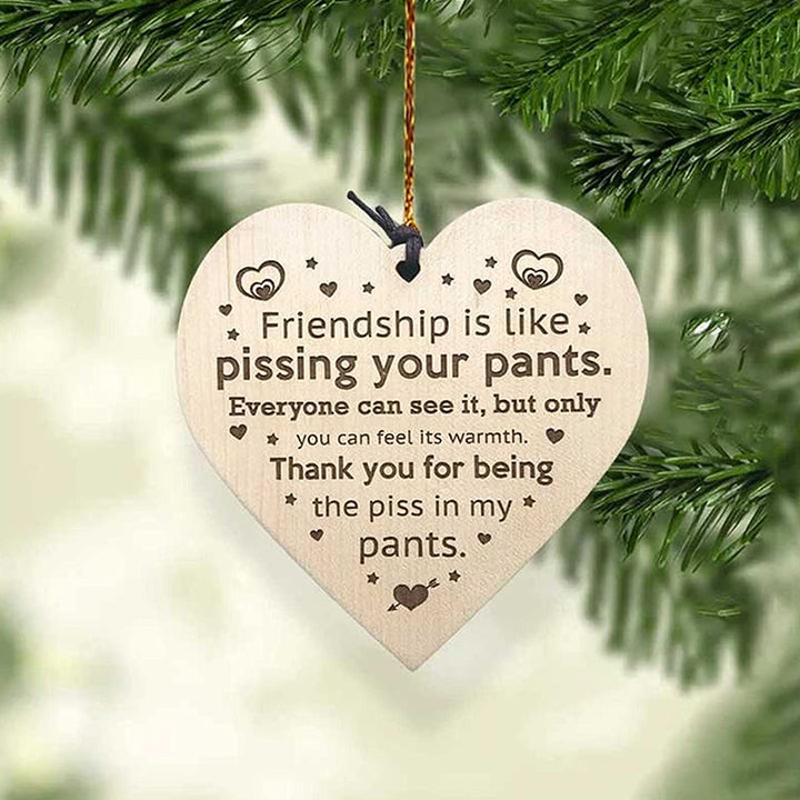 Elegant wooden friendship Christmas decor for trees, a meaningful holiday gift.
