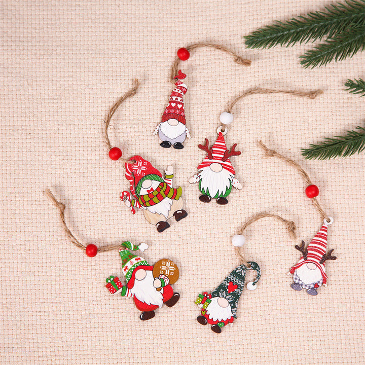 Rustic wooden gnome ornaments, adding natural charm to your Christmas and holiday season