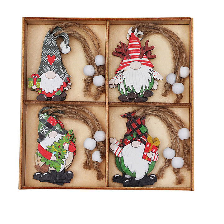 Wooden gnome ornament set, an enchanting addition to your Christmas and seasonal decorations