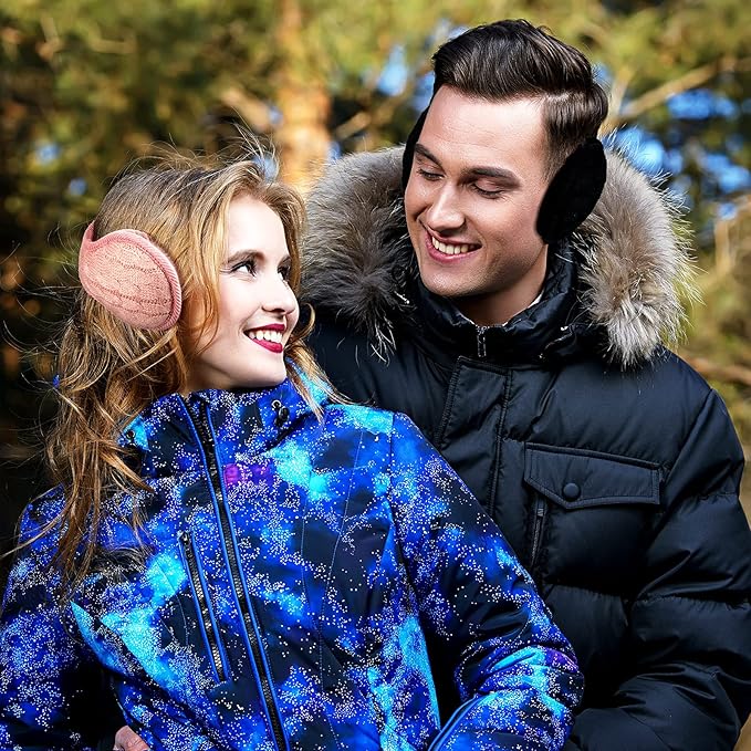 Close-up of a knitted ear warmer texture, showcasing soft fabric and fleece lining for winter warmth.
