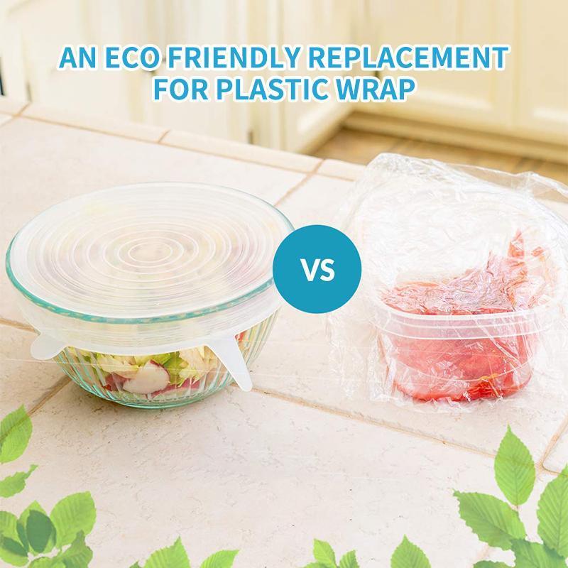 Durable reusable silicone lids, perfect for sealing bowls, cups, and cans, keeping food fresh