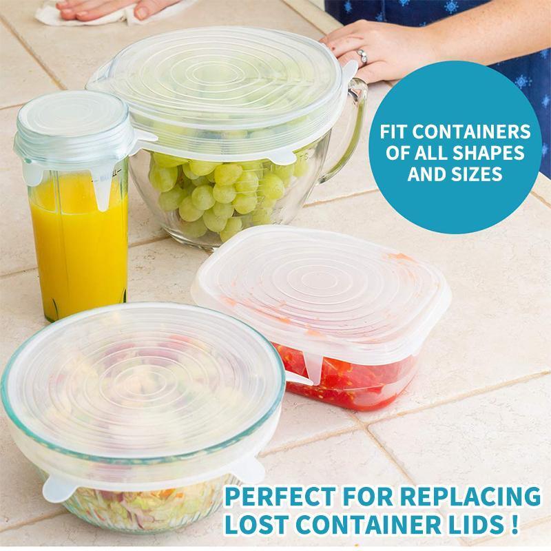 Practical kitchen storage solution: a 6-piece set of transparent stretchable silicone food covers