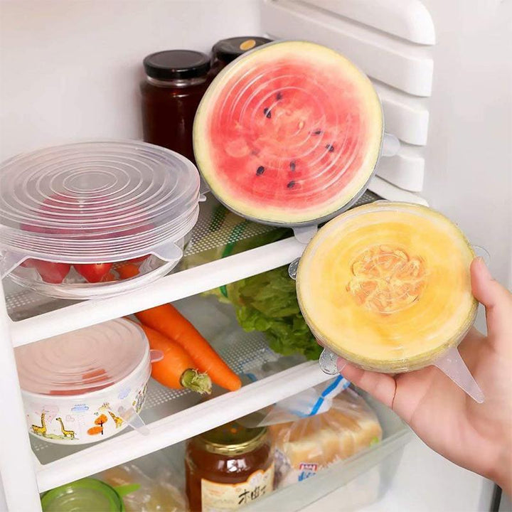 Innovative stretch food covers, a 6-piece silicone set to replace plastic wrap and reduce waste