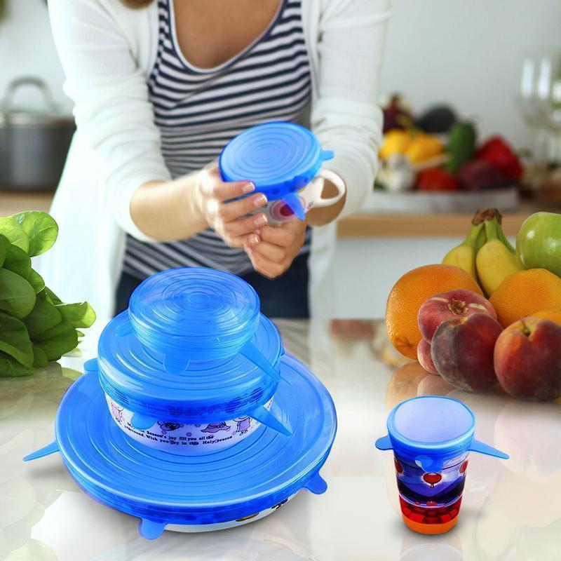 High-quality reusable silicone lids, offering an airtight seal for effective food storage