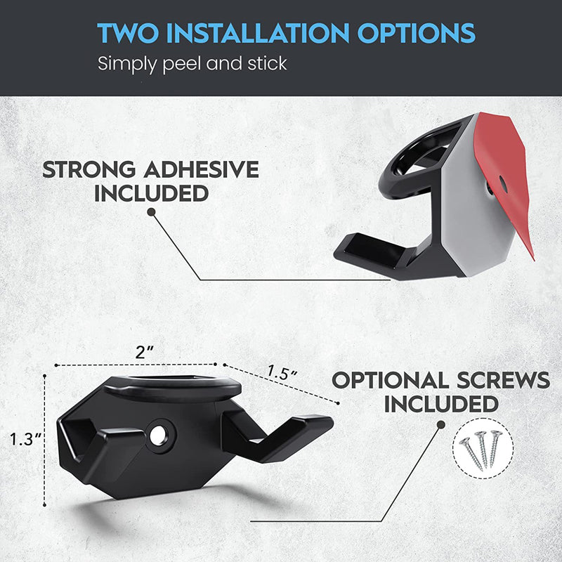Instructional image demonstrating how to easily apply an adhesive hat hook to a smooth wall surface.